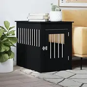 Dog Crate Furniture Black 55x80x68 cm Engineered Wood | Dual Function Dog Cage & End Table | Durable, Moisture-Resistant Engineered Wood | Ventilated with Steel Wire Windows |
