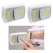 2 X Wall Switch Night Light Cob Led Dual Wireless Battery Magnetic