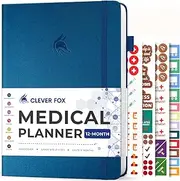 Clever Fox Large Medical Planner 12-Month - Health Diary, Wellness Journal & Logbook to Track Health - Self-Care Notebook - Undated, 7" x 10.5" (Mystic Blue)