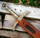 Hand Forged Damascus Steel Knight Templar Battle Ready Double Edge sword