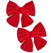 Velvet Hair Bows Girls 6" 2PCS Big Red Fall bow Alligator Clips for 2-Red