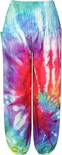 [KiRYu] Trousers Girls Yoga Harem Loose Pants Harem Beach Activewear Pants Baggy Bohemian Print Casual Girls