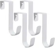 4 Pack Over The Door Hooks, Sturdy Metal Single White Hanger 4,