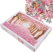 1000 Pieces Cherry Blossom Jigsaw Puzzle for Adults, Pink Sakura Tree Oil Painting Puzzle for Adult