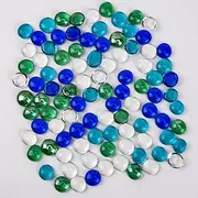 Hisredsun 13-16 mm, Pack of 750 Small Glass Pebbles, 1.8 kg Flat Marble Beads, Vase Filler, Fire Glass Pebbles, Artificial Gemstones, Decorative Glass Stones for Aquarium, Flower Pot, Landscaping