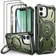 Lanhiem for iPhone 11 Case with 2 Pack Screen Protector, Shockproof Military-Grade Protection, Magnetic Kickstand Phone Case for iPhone 11, Green