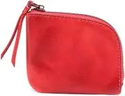 [Qinwuwu] XXHong Genuine Leather Mini Purse Red Coin Purse Card Bag Key Bag Leather Bag Leather Personality Coin Purse for Women, Red:Zipper switch, Retro Simplicity