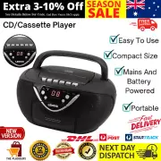Portable CD Player Radio Cassette Tape Recorder Audio Aux AM FM Sound Boombox
