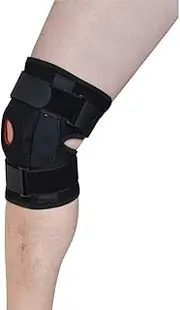 Hinged Knee Brace Support ~ ACL MCL Ligament Runner's Knee - Black - Large