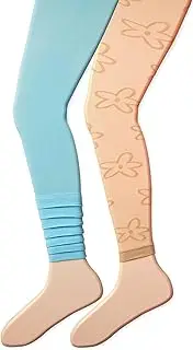 [Jefferies Socks] Big Girls' Layers and Daisy Footless Tights (Pack of 2)