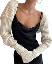 [ACOSAP] High Collar Long Puff Sleeve Sweater Knitwear Solid Color Pullover Crop Top Ultra Short Turtleneck Sweatshirt