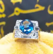 13 Carats plus Blue Topaz Natural Oval Cut Topaz Stone Ring Gift Ring Unique