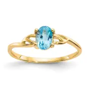 14K Yellow Gold Blue Topaz Birthstone Ring