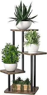 Plant Stand Indoor Tall Flower Shelf for Multiple Plants Corner Metal Flower Holders for Patio Living Room Balcony Bedroom,(4 Tier-Black)