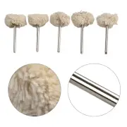 Buffing Tools Wool Polishing Wheel 25mm Head Diameter 5pcs White& Silver