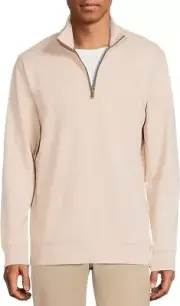 Men's Long Sleeve Quarter Zip Pullover SIZE SMALL Color: Beige