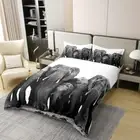 Wild Elephant Duvet Cover Set Queen Size,African Jungle Wildlife Ancient