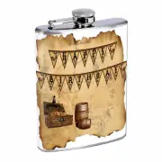 Vintage Pirate Ship D1 Flask 8oz Stainless Steel Hip Drinking Whiskey