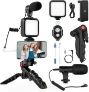 Vlogging Kit for iPhone, Android (with Tripod), with Mini LED Video Light +