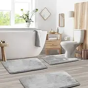 Bath Mat Non-slip Bathroom Rugs Sets 3 Piece, Velvet Memory Foam Bath Mat - Non-Slip, Machine Wash, Bath Rugs - Dries Quickly, Ultra Soft Bath Mats for Bathroo