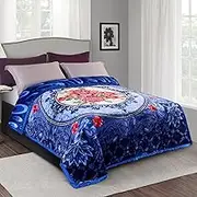 Pure Bedding Fleece King Size Blankets for Bed - Korean Mink Blanket - Soft Plush Cozy Fuzzy Luxury Microfiber, 5 LB, 2 Ply Reversible, 79x95 inches, Navy Peony Rose
