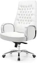 KJLY Office Chair Managerial & Executive Chairs Game Chair Ergonomic Computer Chair Backrest Chair Swivel Chair with Fixed Armrest, White