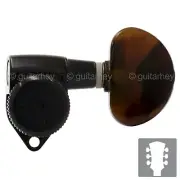 NEW Hipshot Grip-Lock LOCKING TUNERS w/ TORTOISE LARGE Buttons 3x3 Set - BLACK