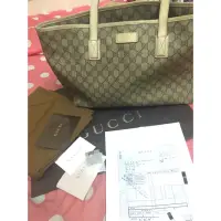 在飛比找蝦皮購物優惠-保證正品 Gucci 211137 白色PVC防水拉鍊購物包