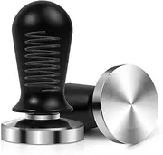 Espresso Accessories, 53MM Coffee Hand Tamper for Coffee Machine, Spring-loaded Tamper with Flat Stainless Steel Base, XMQMCF