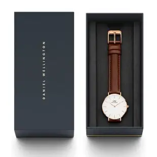 【Daniel Wellington】Petite St Mawes系列 中性玫瑰金真皮皮革腕錶-白面/32mm(DW00100175)