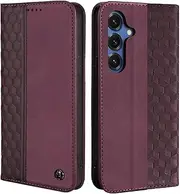 [CXTcase] Case for Samsung Galaxy S25, Shockproof PU Leather Flip Folio Cover with Card Slots, Magnetic Wallet Case for Samsung Galaxy S25, Wine Red