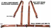 OFF ROAD 2" SEAT BELT 4 PT B&T ROLL BAR MOUNT HARNESS BUGGY BELT COPPER
