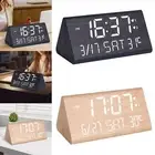 Digital Alarm Clock Wood Decor LED Digital Clock for Table Bedside Bedroom