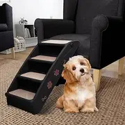 Folding Dog Stairs, Black, 62x40x49.5 cm | Lightweight Pet Steps for Small & Large Pets | Supports 50-75 kg, Non-Skid Feet, Foldable & Portable Pet Ladder | Modern Design Compatible with Home Decor