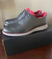 Cole Haan Zerogrande 2.0 Laser Wing Oxford Shoe Mens sz 10 Black Red Gray NEW
