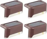 4Pcs Solar Stair Lights Yard Decor Wall Fence Rail Staircase Step Lights, Energy-Saving, Durable, Ideal for Home Garden Pathway Brown Light