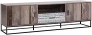 Artiss TV Unit Cabinet Entertainment Units, Wood Industrial Rustic Stand Table Cabinets Storage Shelf Organiser Cupboard Home Living Room Bedroom Furniture, with 2 Drawer Black
