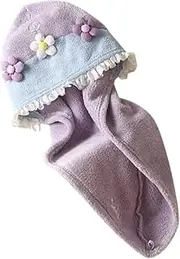 MERRYHAPY Soft Coral Velvet Hair Drying Hat Quick Dry Flower Design Women's Hair Towel Cap