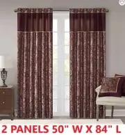 2 PC Madison Park Churchill Rod Pocket Light Filtering Curtain Panels 50W x 84L