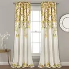 Tanisha Curtains - Light Filtering Window Panel Set, Pair - Floral Vine Print, B