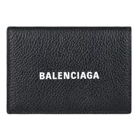 在飛比找蝦皮商城優惠-Balenciaga CASH白字LOGO牛皮三折釦式短夾(