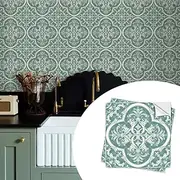 Wallpaper Paste The Paper Green,20x20cm, 10Pcs Tile Decal for Kitchen Decor, Stair Sticker, Tile Decal Stickers, Modern Style Peel and Stick Back for Living Room