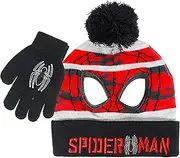 [Marvel] Spider-Man Kid’s Winter Hat and Snow Gloves for Boys and Toddlers, 2 Pc. Set, Pom-Pom Beanie with Warm Mittens