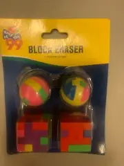 4 New In Box PUZZLE PENCIL ERASER lot Easy Puzzle Eraser Parts All in One FUN!