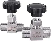 FSNEODYV Needle Valve, 1/8" 1/4" 3/8" 1/2" BSP Male Needle Valve, 304 Stainless Flow Control Valve for Water Gas Oil Propane, 1pcs(1/4")