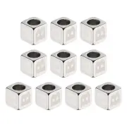 10Pcs Stainless Steels Letter Beads Alphabet Letter B Cube Silver Dice Beads
