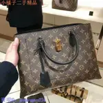 二手 LV LOUIS VUITTON FLEUR TOTE 老花鎖頭包單肩斜挎包手提女包M43550現貨