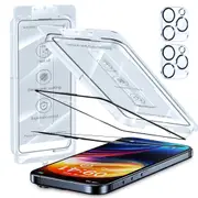 [2+2] ZUSLAB for Apple iPhone 13 Pro Screen Protector & Camera Lens Protector Protector Tempered Glass Flim with Installation Alignment Frame - Black