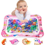 Inflatable Baby Water Play Mat Pad Fun Tummy Time Sea World For Infants Toddlers (Pink)