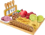 Bamboo Cheese Board and Cheese Spreader Set Charcuterie Board with Removable Cutter Holder Washable Cheese Platter with Side Cheese Tray Serving Tray for Housewarming Christmas